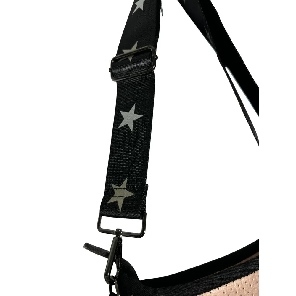 Haute Shore Greyson Neoprene Crossbody Bag Rose Gold Racing Stripe Star Strap